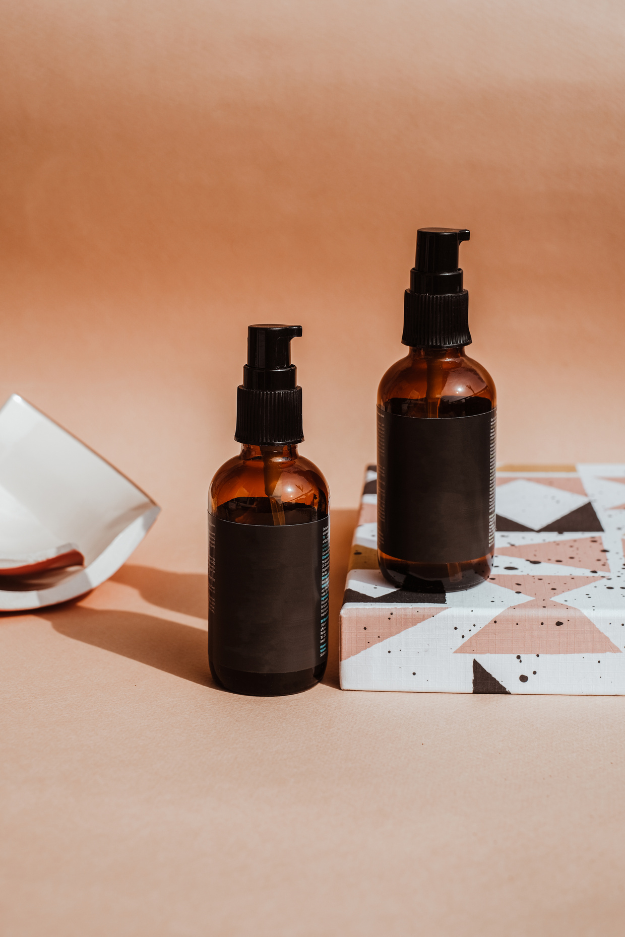 Amber Glass Bottles with Broken Ceramic